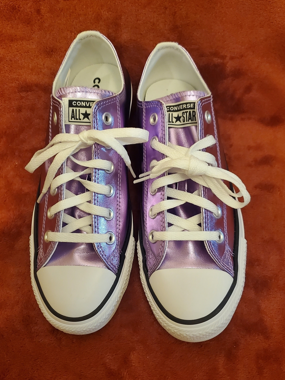 Converse Metallic Lavender Low-Top Sneakers with White Accents